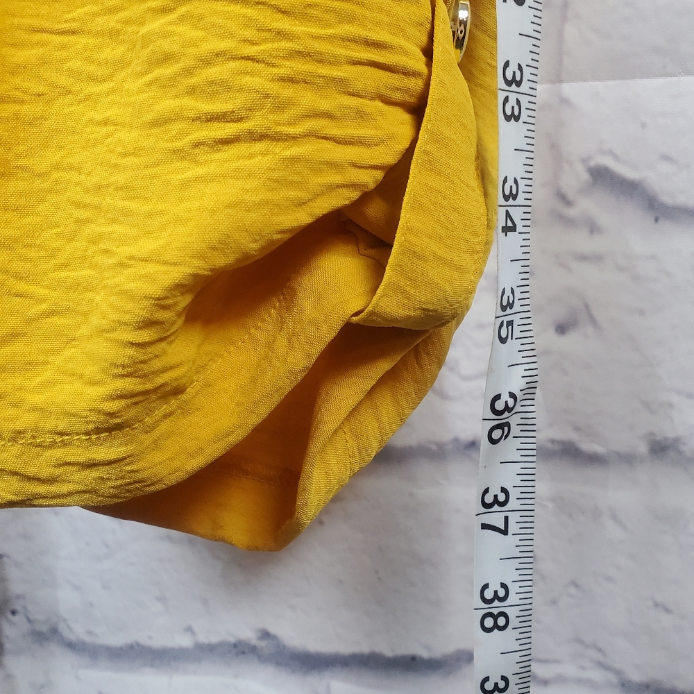NYCC Pull On Adjustable Waist Button Detail Cargo Ankle Pants, XL, Yellow - Picture 5 of 14